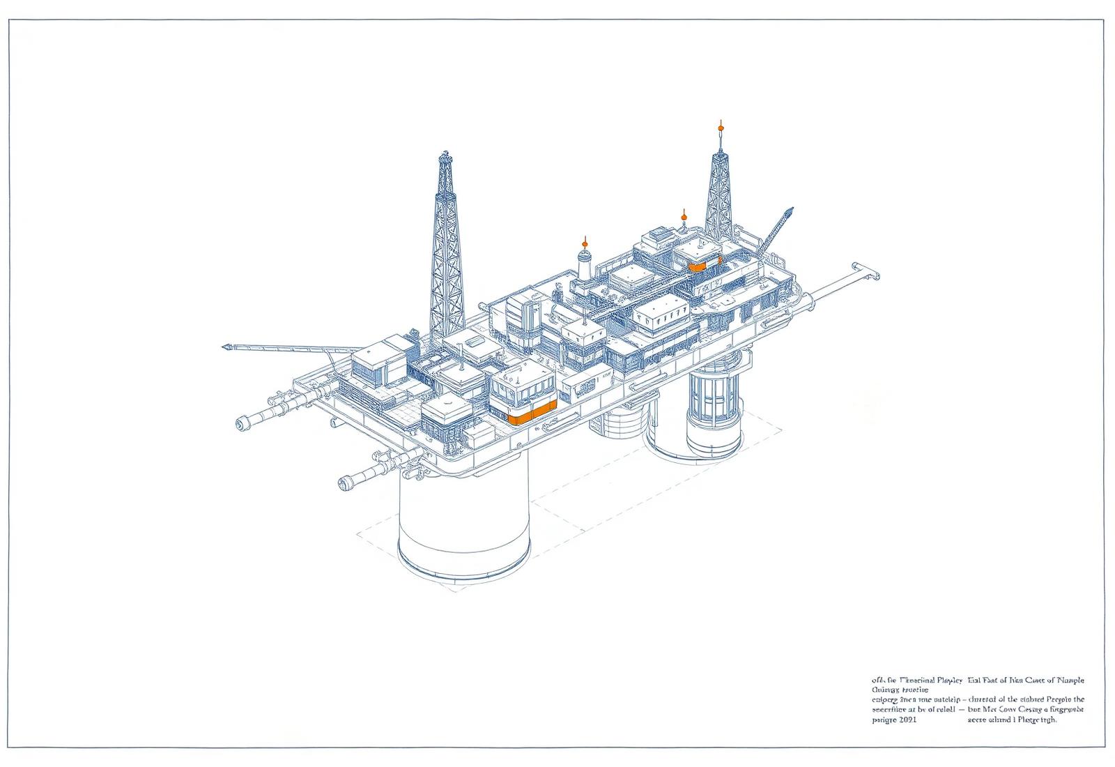Technical schematic of offshore energy infrastructure